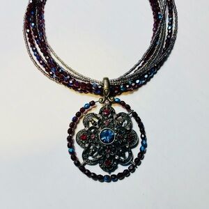 Vintage Chico’s Multi-Strand Beaded Pendant Necklace